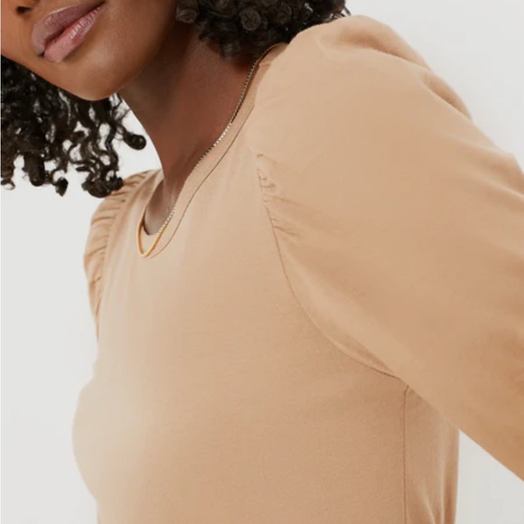 Tuckernuck Pomander Place Tan Vesty Puff Sleeve Top Small - Picture 5 of 13